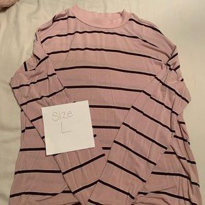 Pink Striped Mock Neck Long Sleeve